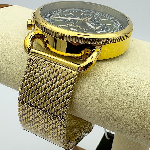 Invicta Chase Durer Flight Aviator 44MM Gold-Tone Case Green Dial Chrono Watch - Picture 6 of 8